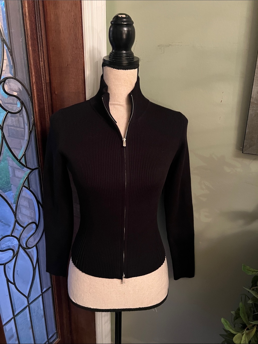 Cotton On Body Black Ribbed Zip-Front Sweater